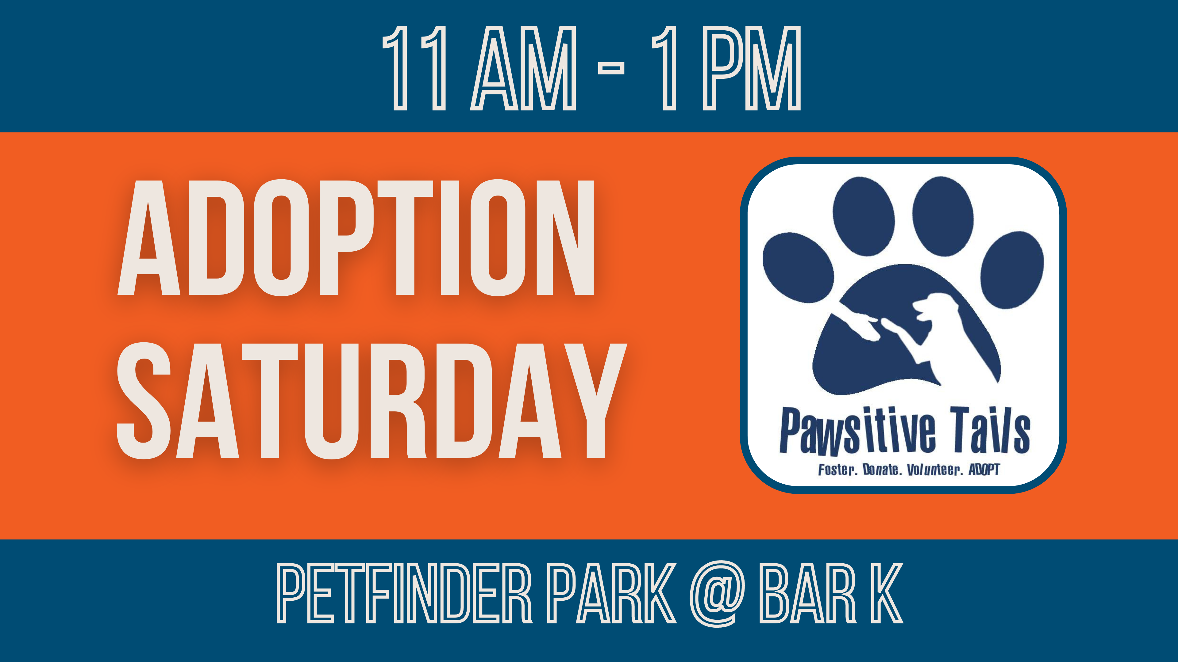 Adoption Saturday 11a to 1p with Pawsitive Tails