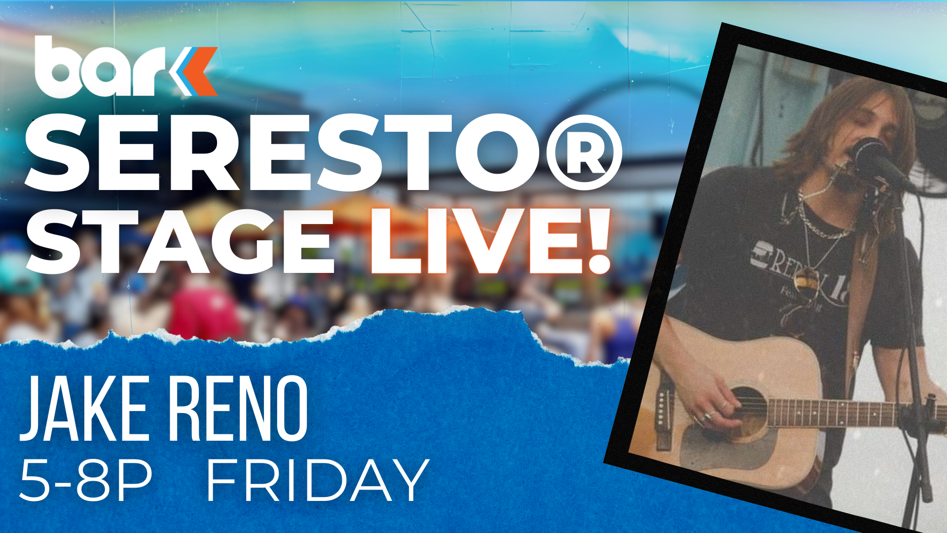 Jake Reno at the Bar K Seresto Stage Live! Friday from 5 to 8 pm.
