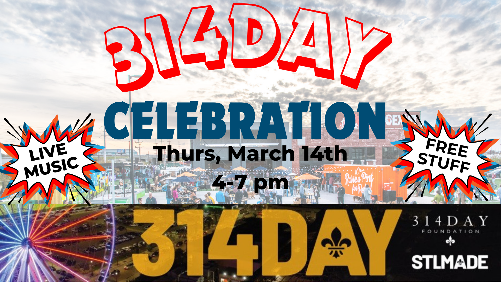 314 Day celebration from 4 to 7 pm on thursday, march 14th