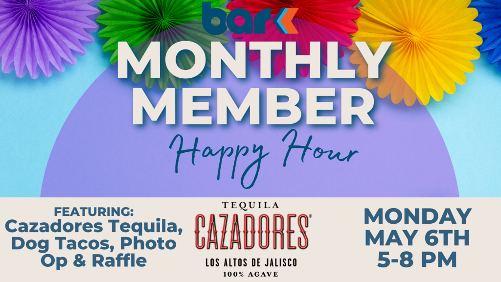 Bar k monthly member happy hour. Featuring cazadores tequila, dog tacos, photo op, and raffle. Monday may 6th 5-8 pm