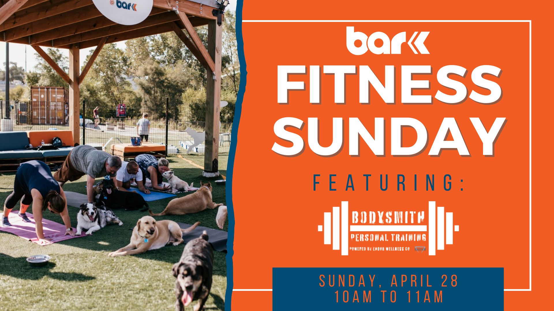 Fitness Sunday Bar K featuring bodysmith personal training sunday April 28 10 am to 11am
