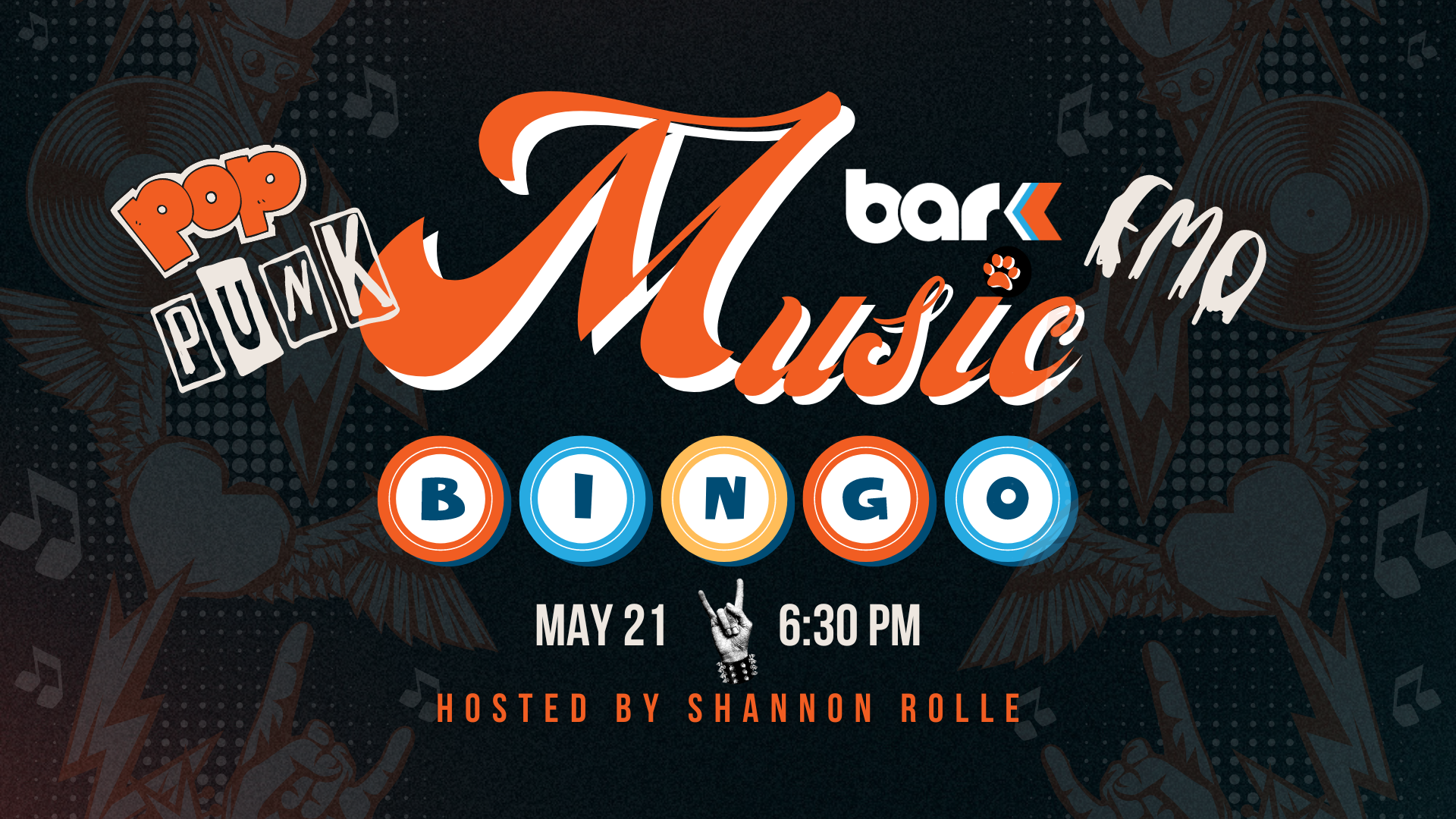 pop punk emo music bingo at Bar K may 21 6:30 pm hosted by shannon rolle